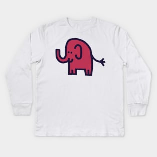 Cute Elephant Viva Magenta Color of the Year 2023 Kids Long Sleeve T-Shirt